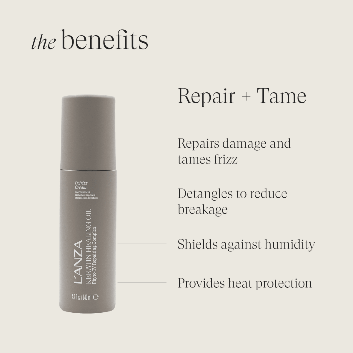 LANZA Keratin Healing Oil Defrizz Cream 140ml kopen bij Hairwebshop