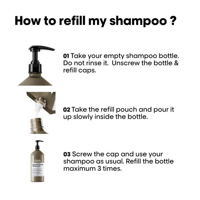 L'Oreal Absolut Repair Molecular Shampoo Refill 500ml kopen bij Hairwebshop