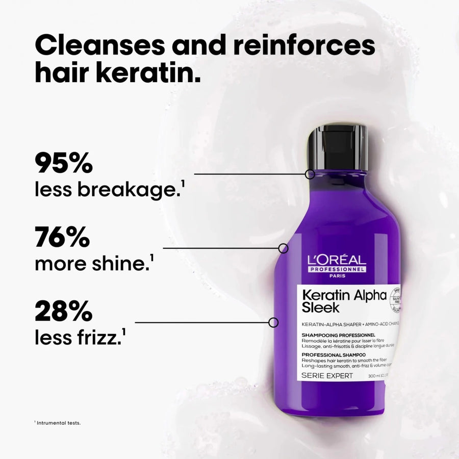 L'Oreal Keratin Alpha Sleek Shampoo Refill 1000ml Refill kopen bij Hairwebshop