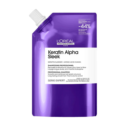 L'Oreal Keratin Alpha Sleek Shampoo Refill 1000ml Refill kopen bij Hairwebshop