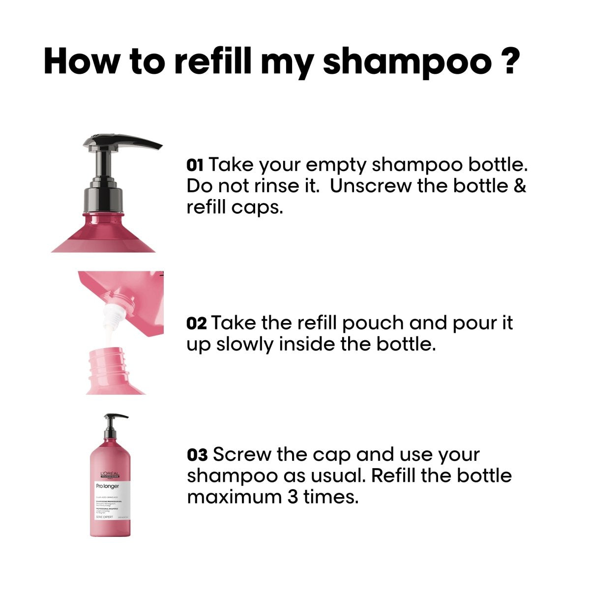 L'Oreal Pro Longer Shampoo Refill 1000ml kopen bij Hairwebshop